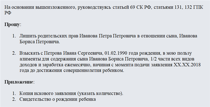 Документы, необходимые для заполнения формы заявления о выдаче решения о лишении родительских прав